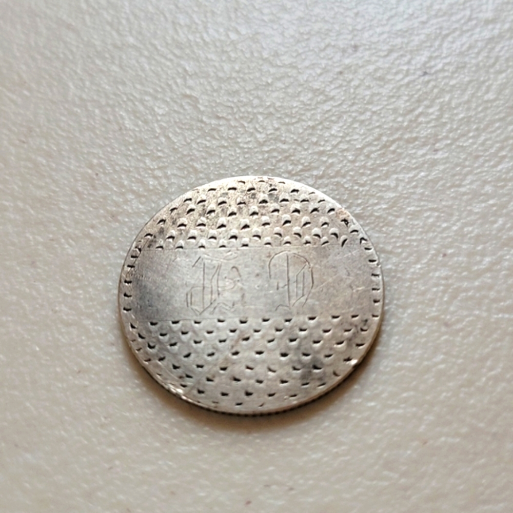 Old Silver Coin Love Token - Initials